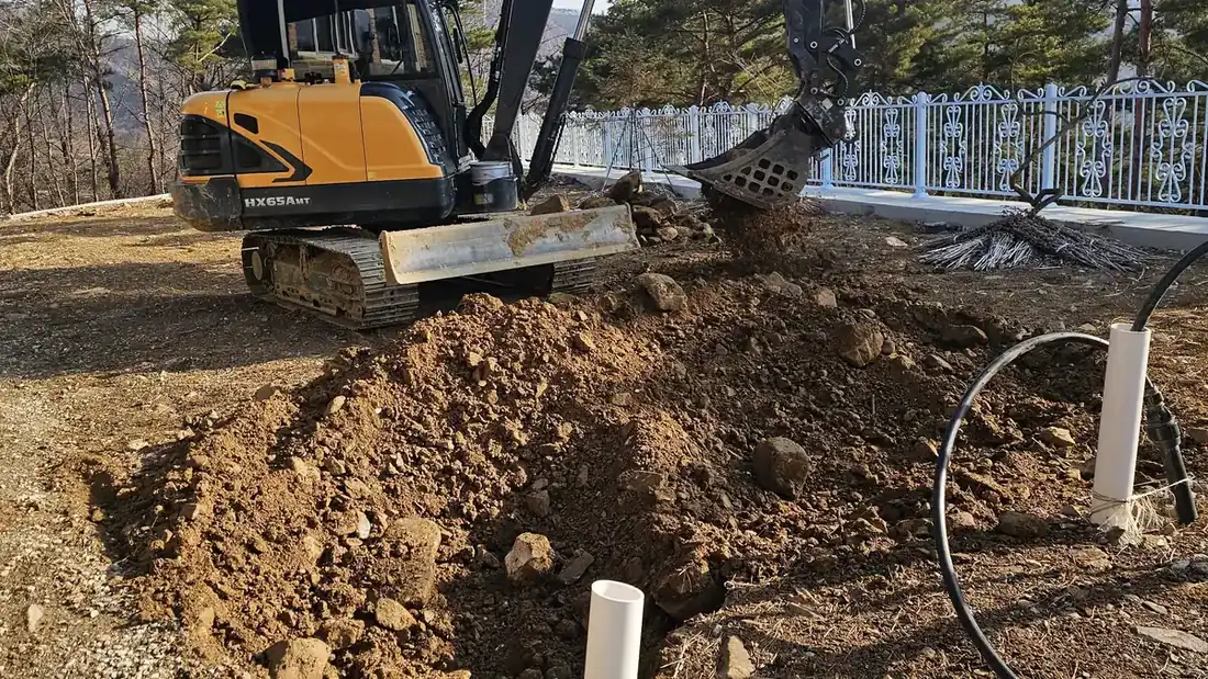 자연석 대형 정원연못 시공 전 현장 강원 홍천군 서면